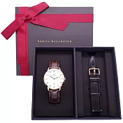 DW Daniel Wellington 經典中的珍貴收藏時尚優質羅馬皮革腕錶-竹節咖啡色+玫瑰金/38mm