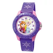 Disney迪士尼 可愛卡通人物繽紛雙色兒童膠錶- 冰雪紫