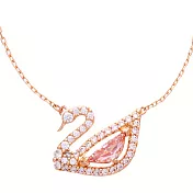 奧地利SWAROVSKI DAZZLING SWAN 玫瑰金水晶項鍊