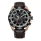 CITIZEN PROMASTER 光動能時光飛梭騎士三眼腕錶-咖啡