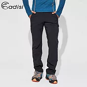 ADISI 男四面彈撥水耐磨拼接長褲AP1991038 (S-2XL) (四向彈性、防潑水、磨毛)S黑/黑