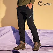 ADISI 男四面彈撥水耐磨拼接長褲AP1991039 (S-2XL) (四向彈性、防潑水、磨毛)S黑/黑