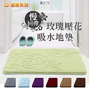 G+居家 加厚彈力吸水地墊 - 玫瑰繡花 淺綠