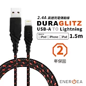 ENERGEA DuraGlitz 超強編織耐彎折A-Lightning快速充電線1.5m 紅色