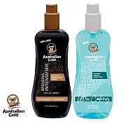 Australian Gold金色澳洲【助曬保養組】強效黝黑助曬油+沁涼蘆薈曬傷急救凝膠