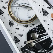 黑色無縫花紋可剪裁防水防滑透明軟墊(1入)羽狀複葉