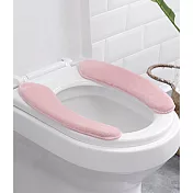 【EZlife】保暖加厚絨毛馬桶坐墊靜電貼(2組入)粉色