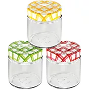 《TESCOMA》格紋玻璃密封罐3入(400ml)