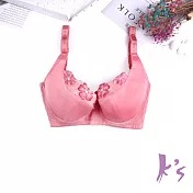 【K’s 凱恩絲】有氧蠶絲粉漾花邊透氣粉桔色內衣B33款34/75C粉桔色