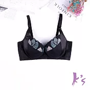【K’s 凱恩絲】有氧蠶絲葉光透氣集中美胸黑色內衣B94款32/70B黑色