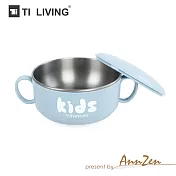 【AnnZen】《Ti-living》純鈦兒童-學習雙層組合碗 (大) 350ml-藍