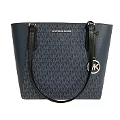 MICHAEL KORS 拼接皮革拉鍊托特包-深藍