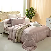法國CASA BELLE《皇室璀璨》雙人天絲刺繡四件式防蹣抗菌吸濕排汗兩用被床包組 粉色