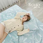《BUHO》雙人四件式舖棉兩用被床包組 《芳草舞落》