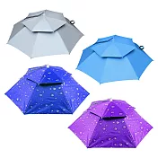 【EZlife】雙層防風防雨防曬傘帽(附傘袋)水滴紫色