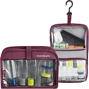 《TRAVELON》掛式盥洗包+分裝瓶罐6件組(紫)