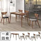 Homelike 喜家居胡桃4尺餐桌椅組(一桌四椅)(11434) 布餐椅