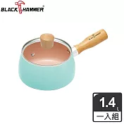 BLACK HAMMER 粉彩陶瓷不沾單柄湯鍋-二色可選花漾藍