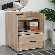 Homelike 喜家居附插座床頭櫃-梧桐木(1976)