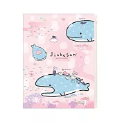 San-X 鯨鯊先生海底溫泉系列雙開夾鏈袋文件夾。海中覓食