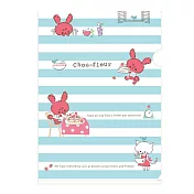 San-X 桃紅花紋兔文件夾。條紋