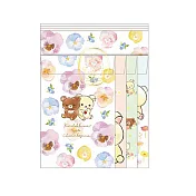 San-X 拉拉熊遇見蜂蜜小熊系列信紙組4柄。白