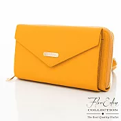 DF Flor Eden - 艾爾塔牛皮玩色側背長夾手機包-共2色黃色