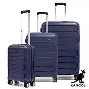 KANGOL - 英國袋鼠輕量耐磨可加大PP行李箱三件組-多色可選 藏青色