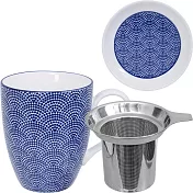 《Tokyo Design》附蓋濾茶馬克杯(點扇藍325ml)