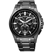 CITIZEN Eco-Drive衝擊效應鈦金屬電波時計腕錶-黑面x鐵灰