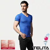 【TELITA】吸汗快乾涼爽素色短袖衣/T恤 M 藍色
