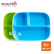 munchkin滿趣健-防滑三格餐盤2入 (綠/藍)