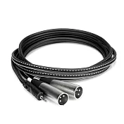 美國HOSA音訊3公尺連接線CYX-403M(立體聲公3.5mm轉雙公XLR音源線)stereo卡農轉接頭3.5mm Male to 2 XLR Male Y-Cable