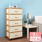 《真心良品》古賀加寬五抽收納櫃(附輪)172.5L-1入組