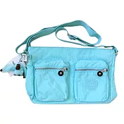 Kipling 下殺6折多夾層雙拉鍊斜背包-3色水藍