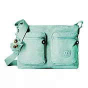 Kipling 下殺6折多夾層雙拉鍊斜背包-3色淺綠