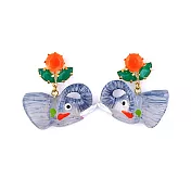 Les Nereides 透明法瑯童趣耳墜-藍灰小象