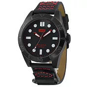 Levi’s 仿舊軍事風時尚腕錶-黑紅