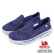 【SNAIL蝸牛】女 休閒鞋 健走鞋 混色 針織 直套式 平底 EU35 深藍色