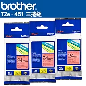 Brother TZe-451 護貝標籤帶 ( 24mm 紅底黑字 )-3入組