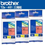 Brother TZe-461 護貝標籤帶 ( 36mm 紅底黑字 )-3入組