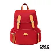【OMC】時尚風範休旅款雙皮扣尼龍後背包(5色) 紅
