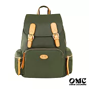 【OMC】時尚風範休旅款雙皮扣尼龍後背包(5色) 綠