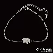 【Sayaka紗彌佳】Origami童趣摺紙系列-可愛動物大象造型鈦鋼手鍊 -白金色