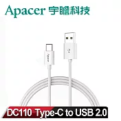 【Apacer宇瞻 】DC110 Type-C to USB2.0 傳輸線 白色(1m)