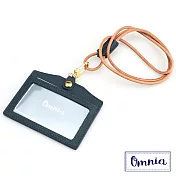 【OMNIA】通勤族必備橫式牛皮證件套悠遊卡套(5色)深藍