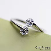 【Sayaka紗彌佳】西雅圖之夜雙鑽交錯造型銀戒開口戒 -單一款式