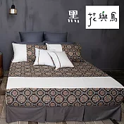 【麗塔寢飾】40支紗精梳棉 雙人特大床包 花與鳥 - 黑色