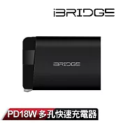 iBRIDGE PD快充 國際通用 可彎頭設計 雙USB充電器 實黑