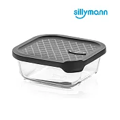 【韓國sillymann】 100%鉑金矽膠微波烤箱輕量玻璃保鮮盒(正方型500ml)灰色